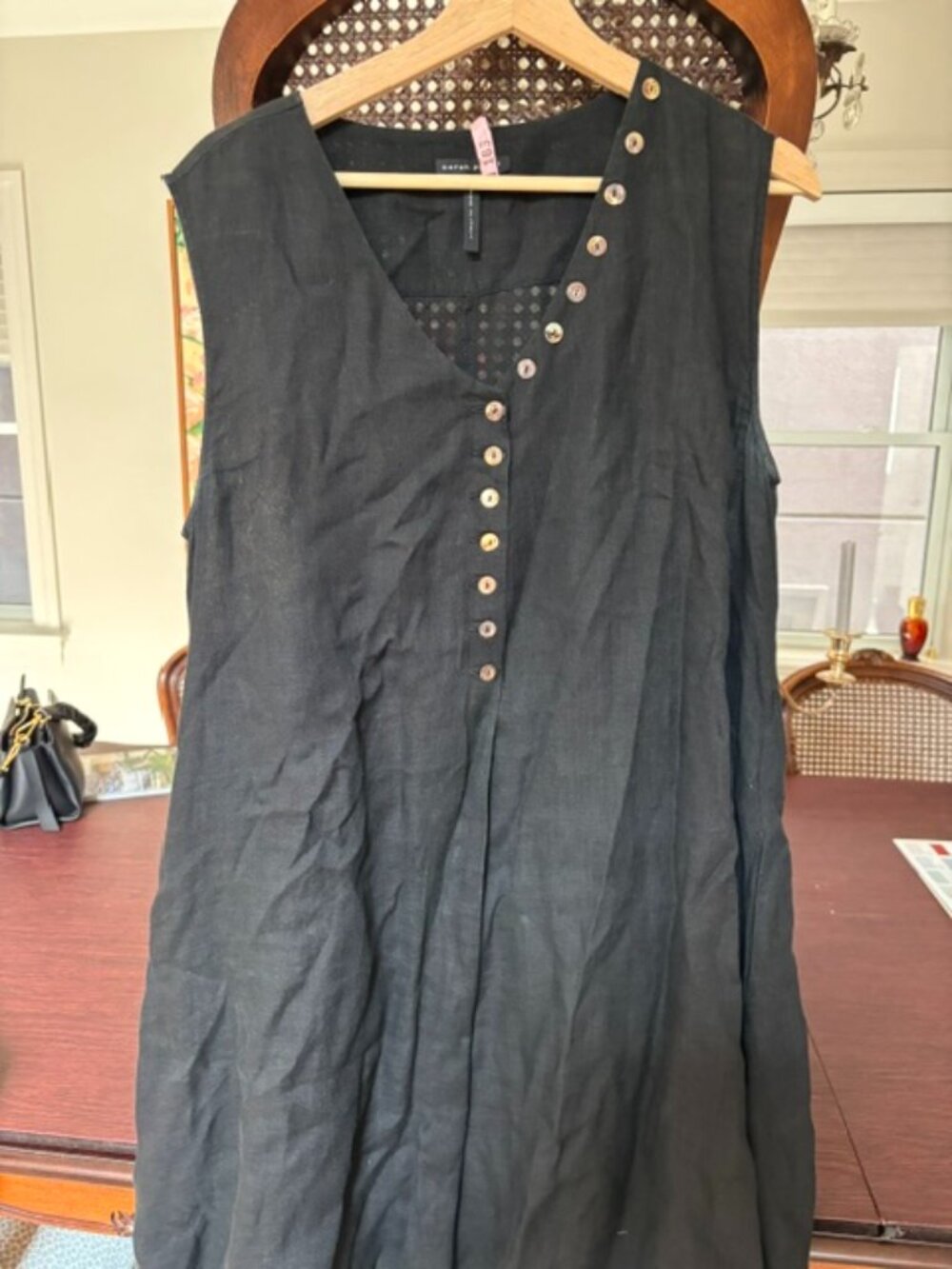 Sarah Pacini Black Linen Sleeveless Dress - Size 3